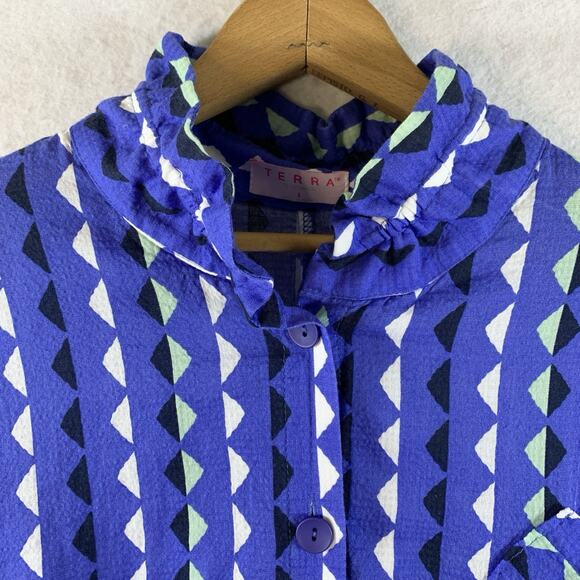 Vintage Terra Women Geometric Button Top Sz‎ L Oversized Artsy Boho Made Korea - Picture 5 of 16